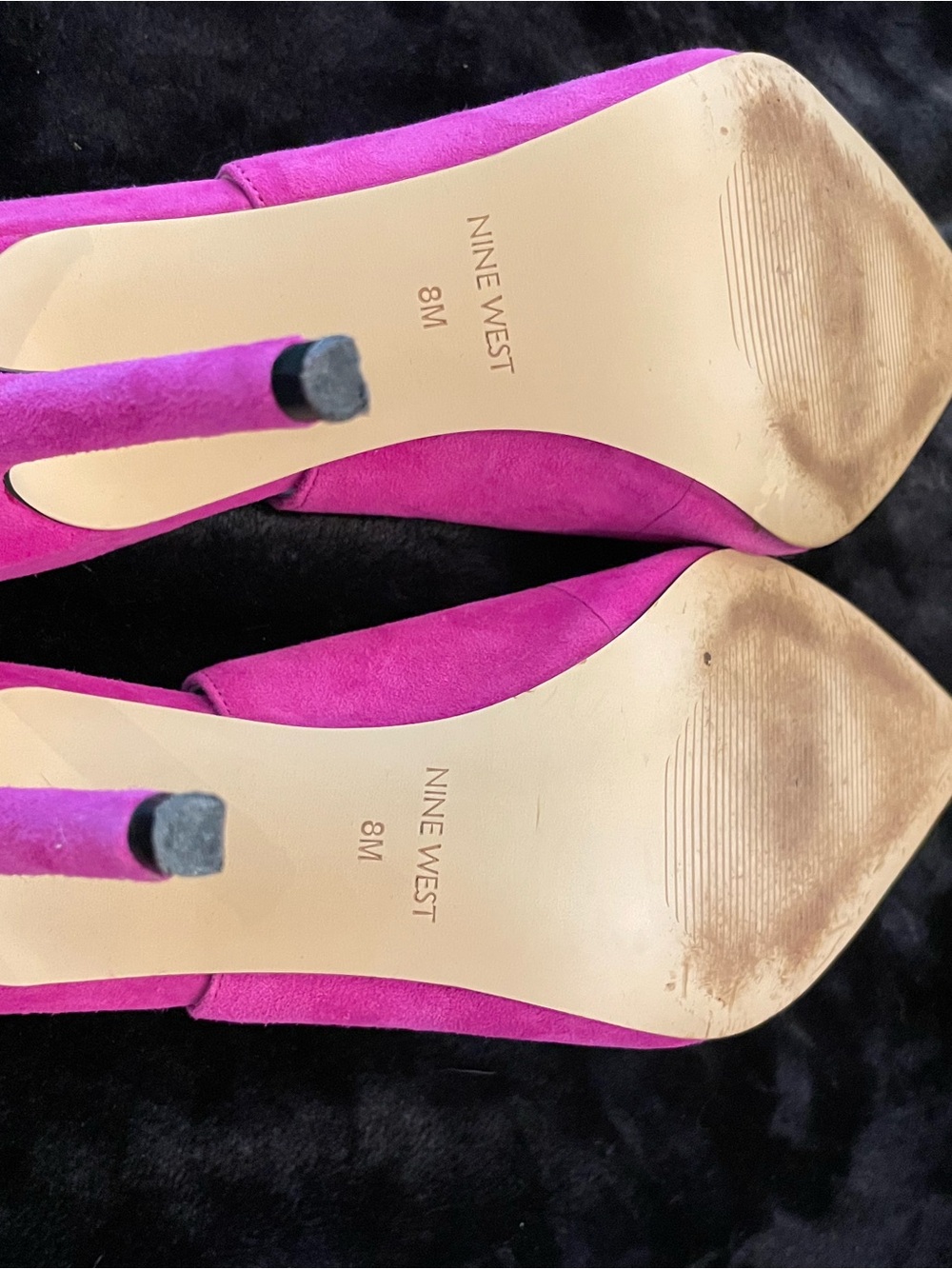 Nine West Fuchsia Suede Slingback Pointed-Toe Heels - Picture 3 of 4